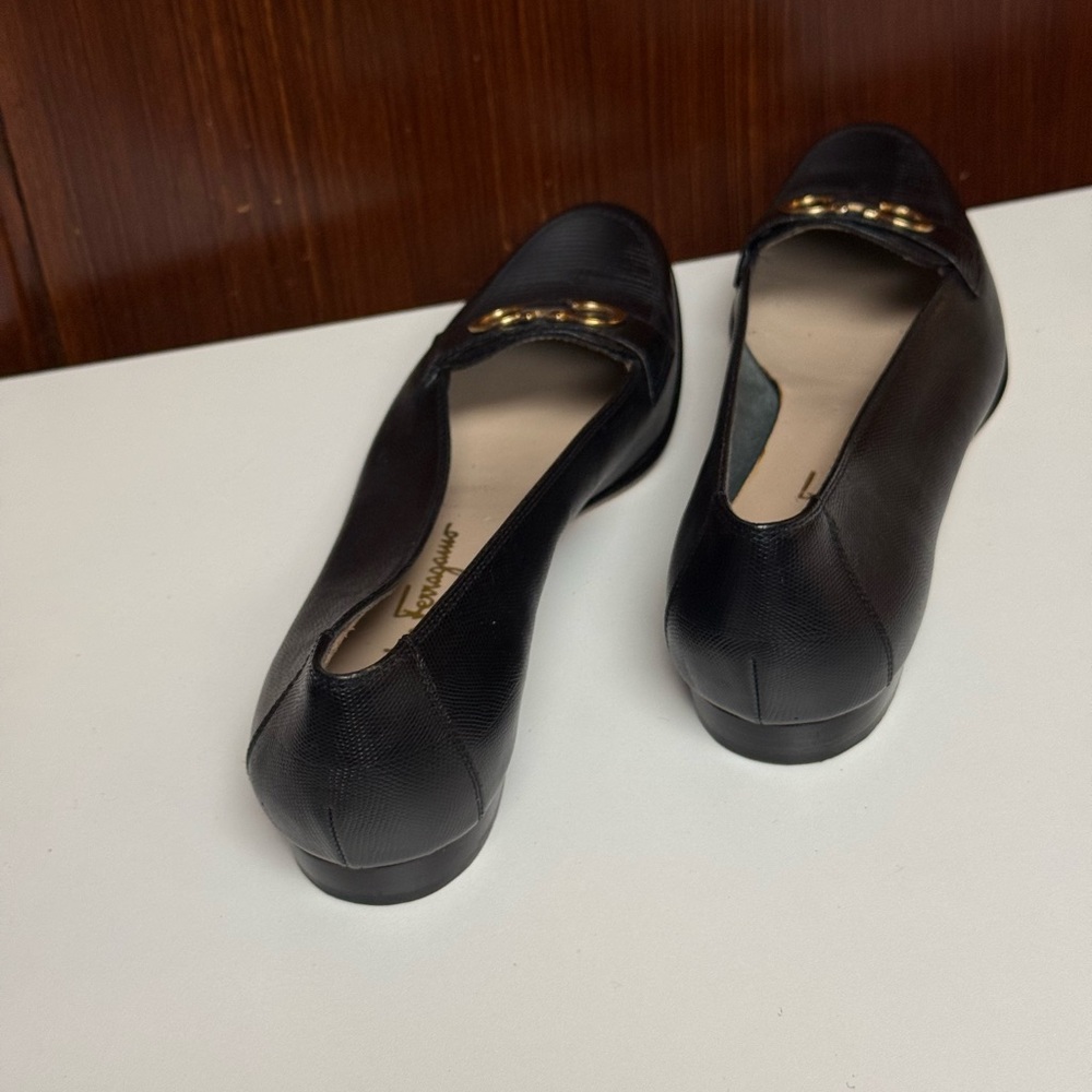 Salvatore Ferragamo Black With Gold tone logo Loafers - Picture 7 of 11